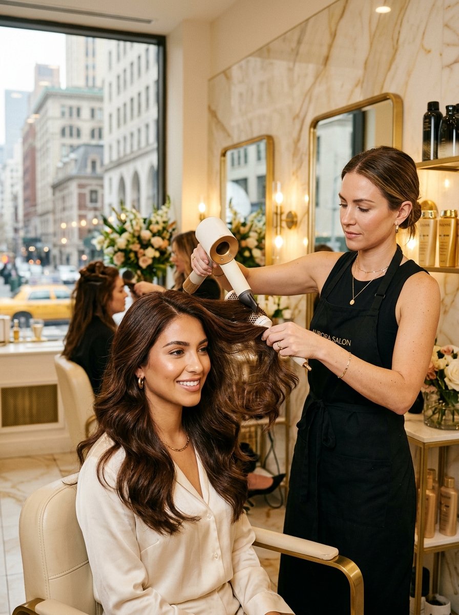 Professional hair styling at Janails Beauty Salon